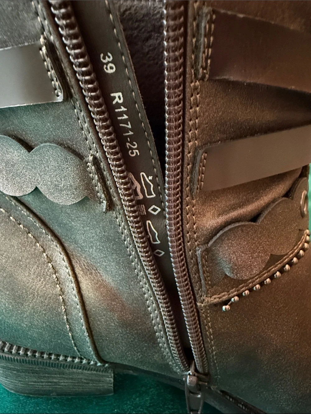 Remonte Brown Ankle Boots with Studded Strap Size 8 Custom Bottoms